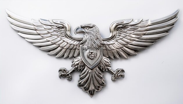 Modern Silver Eagle Emblem with White Background