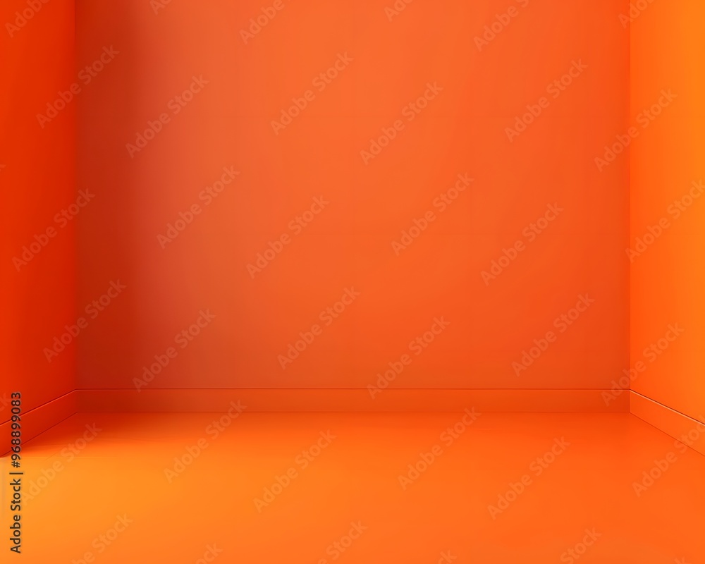 Poster orange empty studio room background for product display, presentation, or design mock-up in a minima