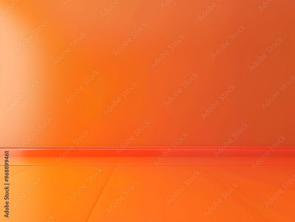 Poster orange empty studio room background for product display, presentation, or design mock-up in a minima