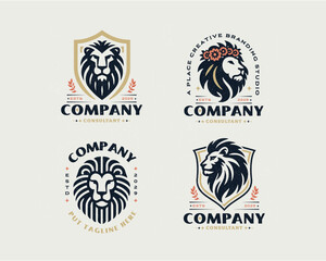 Obraz premium Set vintage king lion logo bundle template for corporate business