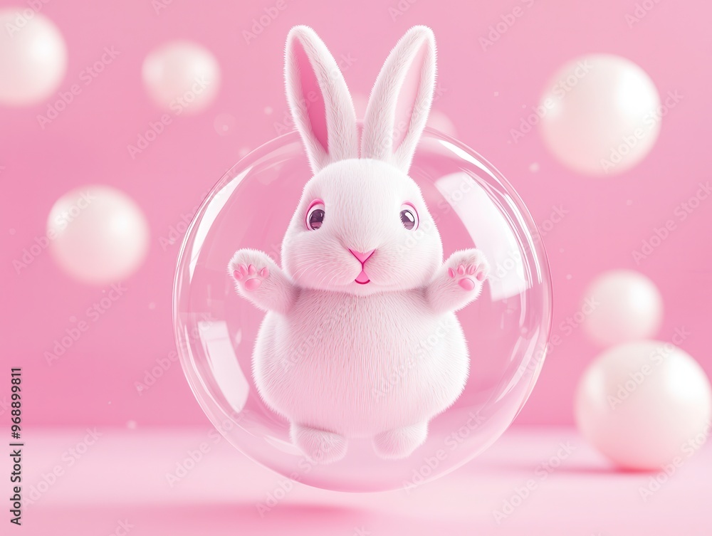 Poster Cute Bunny In A Bubble.