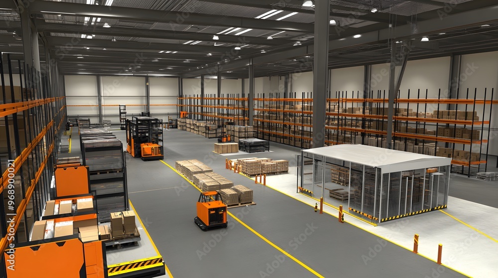 Poster 42. a warehouse with a mix of manual and automated systems for handling inventory