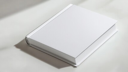 Hardcover book mockup placed on a clean white surface with subtle shadows, Book mockup, minimalist design, professional branding