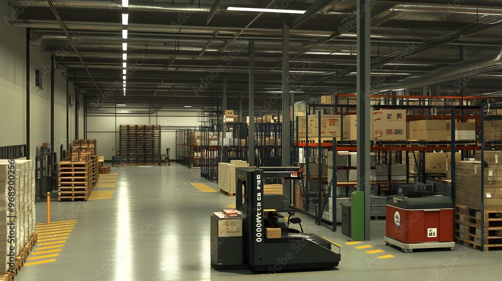 Poster 42. a warehouse with a mix of manual and automated systems for handling inventory