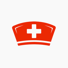 Obraz premium nurse cap symbol with healthcare cross in red color design
