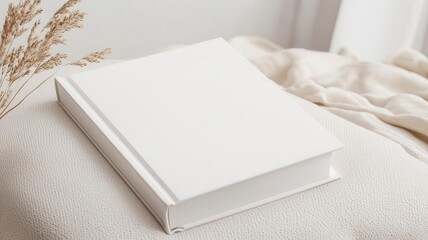 Hardcover book mockup with customizable cover and spine, set against a clean background, Book mockup, sleek design, simple presentation