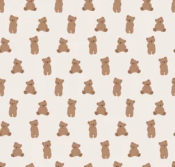 Kids teddy bear pattern on pastel light background. Baby cute background