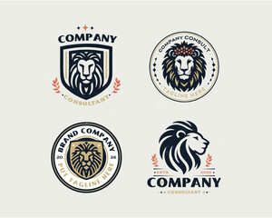 Naklejka premium Set vintage king lion logo bundle template for corporate business