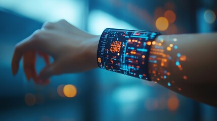 AI-powered wearable health monitors detecting early signs of illness: Devices scanning vitals and predicting health issues like flu or infection before symptoms appear.