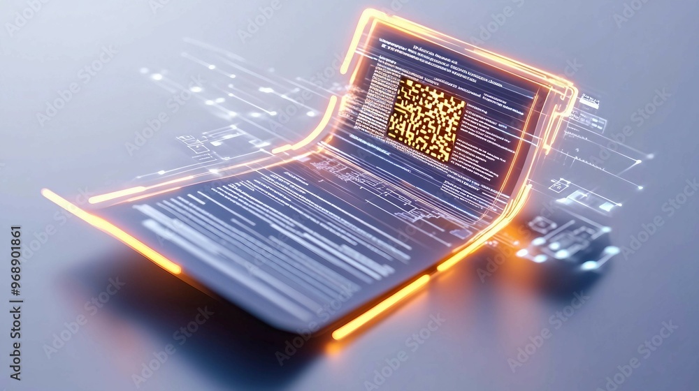Poster digital invoice template, document with a digital paper ,qr code for easy payment. e-invoice online 