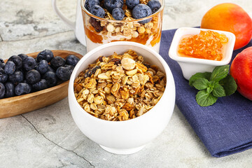 Granola museli cereal for breakfast