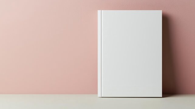 Paperback book mockup with a customizable cover leaning against a wall, Book mockup, minimalist style, branding