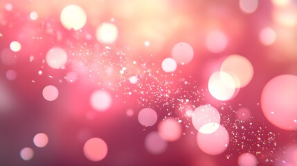 A soft, dreamy background featuring pink and white bokeh lights, creating a glowing, ethereal atmosphere. The sparkling light orbs add a sense of romance and magic.