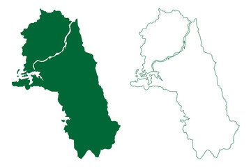 Dhamtari district (Chhattisgarh State, division, Republic of India) map vector illustration, scribble sketch Dhamtari map