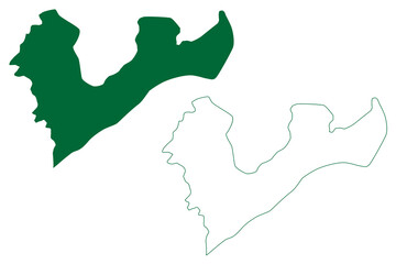 Dhubri district (Assam State, Republic of India) map vector illustration, scribble sketch Dhubri map