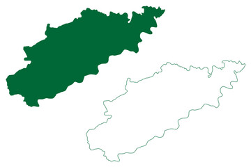 Dholpur district (Rajasthan State, Republic of India) map vector illustration, scribble sketch Dholpur map