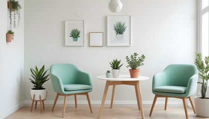 Photo modern style interior room 3d illustration Interior frame living room with colorful white sofa