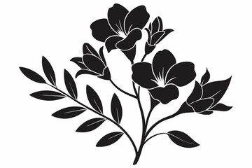 freesia silhouette vector illustration on a white background. leaf, hyper-realistic, highly detailed, ultra-detailed.