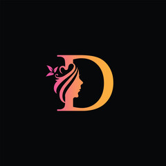 Letter D beauty logo design, D spa logo design template