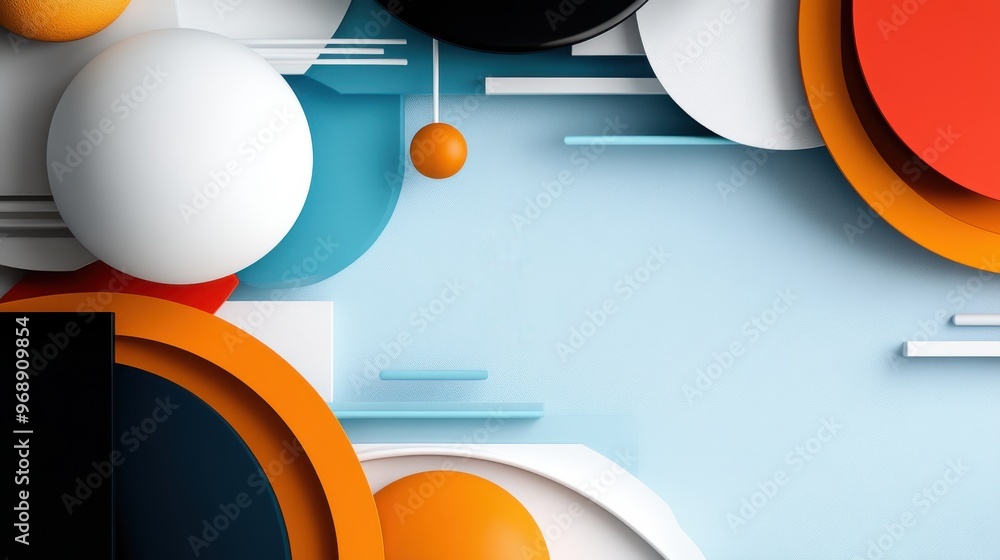 Aufkleber abstract geometric shapes in vibrant primary colors, creating a bold and modern composition suitable