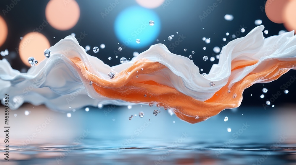 Aufkleber a visually striking abstract image showing the interplay of fabric and water in mid-air, creating a 