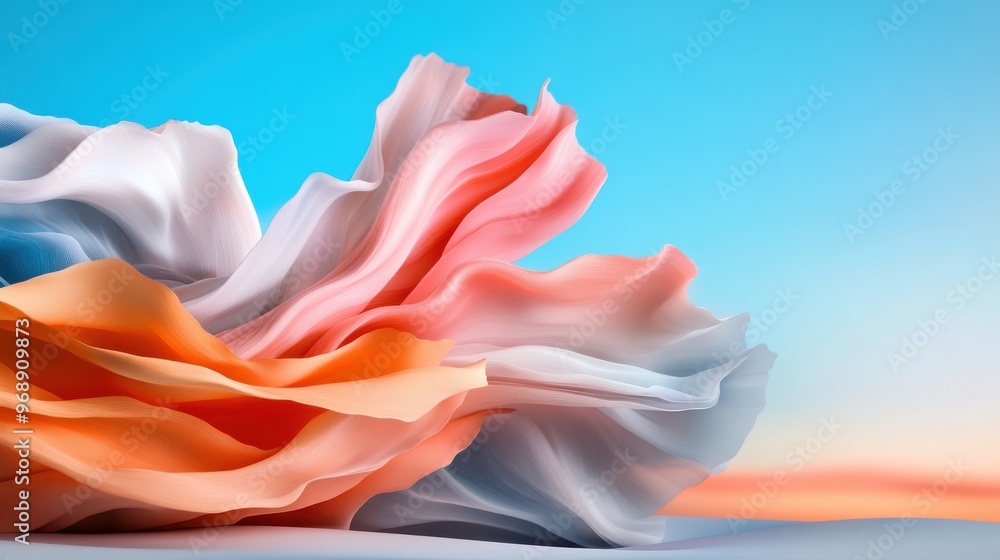 Aufkleber elegant fabric-like abstract waves in warm and cool hues, blending seamlessly to create a serene and
