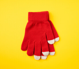 Winter Gloves, Touchscreen Wool Glove, Touch Screen Knitted Mittens, Warm Red Gloves