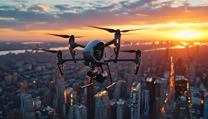 Fototapeta premium drone on sunset background