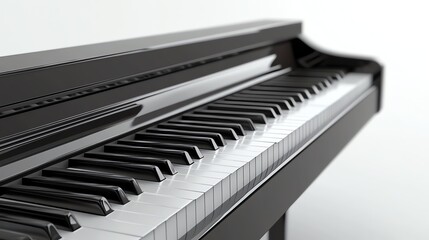 Naklejka premium Close-up shot of a black piano with white keys.