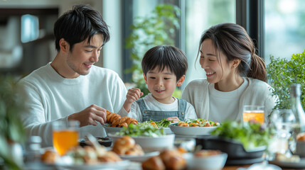 食事をする家族