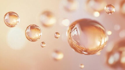 Fototapeta premium luxury beauty serum droplets, highlighted against a sleek background, representing advanced skincare research.