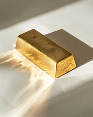 close up of a gold bar on a white background 