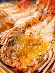 Grilled prawns with juicy fat