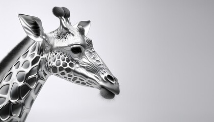 Obraz premium Abstract Silver Giraffe Design on a Clean White Background