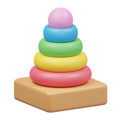 Rainbow Ring Pyramid 3D Illustration