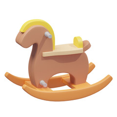 Brown Rocking Horse 3D Illustration