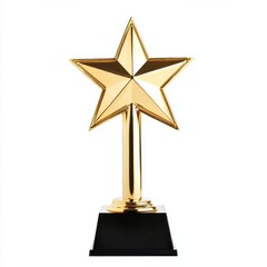 A golden star trophy on a black base, symbolizing achievement and recognition.
