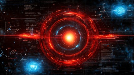 Obraz premium Abstract Technology Background, Futuristic HUD, Digital Data Analysis, Cyber Security Concept