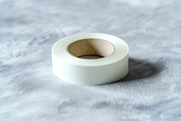 White sticky tape, adhesive tape on gray backgroung.