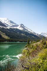 Obraz premium Grinnell Lake, located in Glacier National Park, in the U. S. state of Montana. Named after George Bird Grinnell, 15 June 2024.