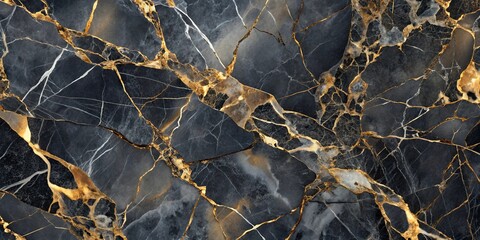 Dark marble stone background tiles with gold and silver accents