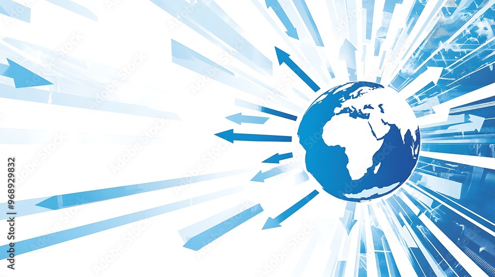 Poster Global Network with Blue Arrows Pointing Inwards