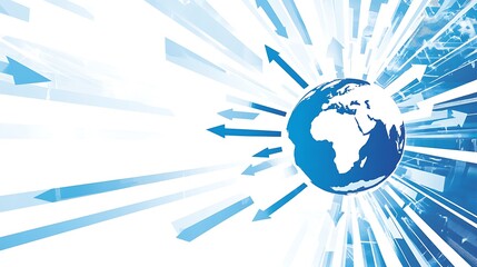 Global Network with Blue Arrows Pointing Inwards