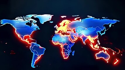 World maps made of wire. Video generative AI