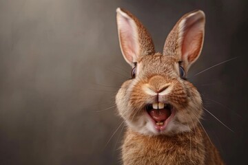 Obraz premium Cute Animated Bunny with Big Ears and Happy Expression