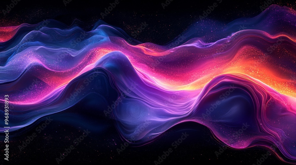 Wall mural abstract cosmic wave pattern with vibrant colors generative ai
