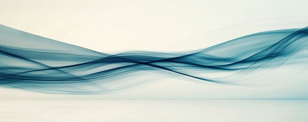 Obraz premium Abstract blue waves create a soothing and tranquil atmosphere in this minimalist artwork.