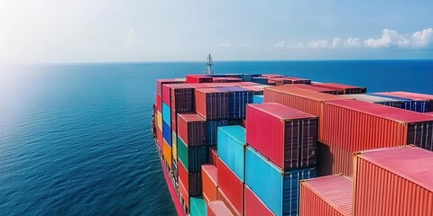 Majestic cargo ship at sea: A vital link in the global logistics chain for import and export activities.