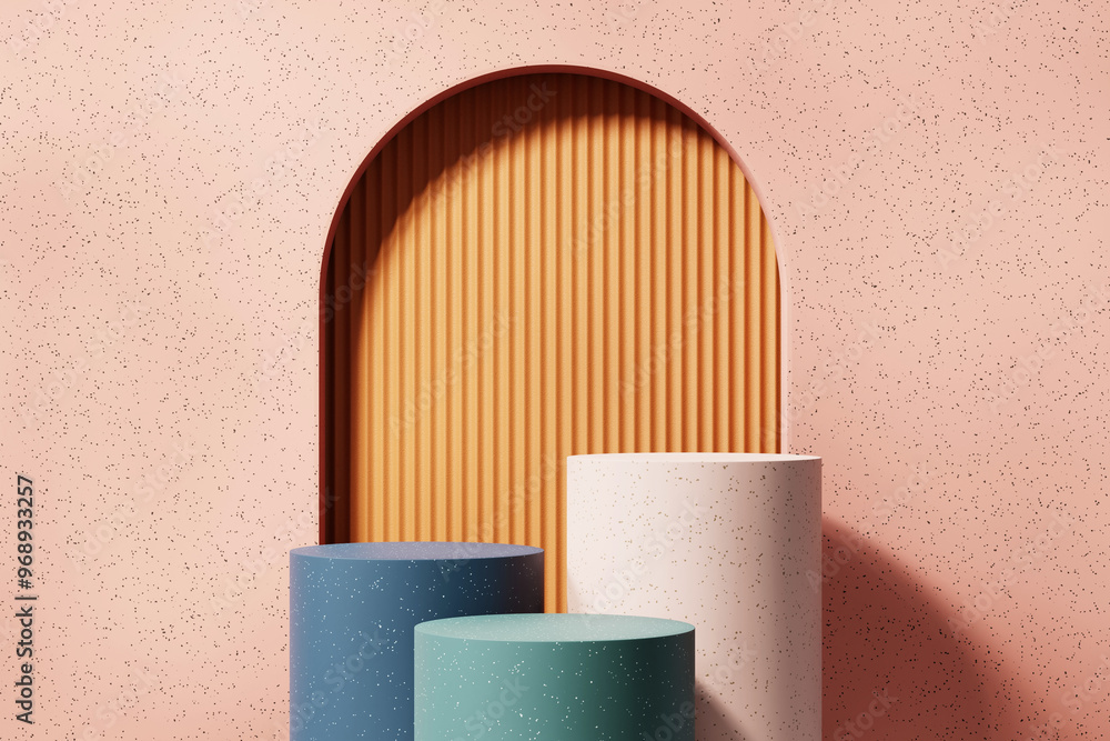 Poster abstract minimal podium platform for product display showcase 3d rendering