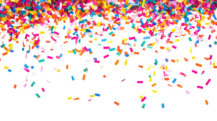 many colorful confetti isolated on transparent background